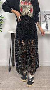 Falda Encaje Aterciopelada